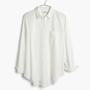 Madewell Drapey Oversized Boyshirt Button Down Shirt in Pure White Small